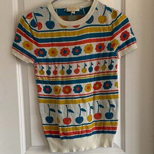 Modcloth Vintage Colorful Short Sleeved Sweater